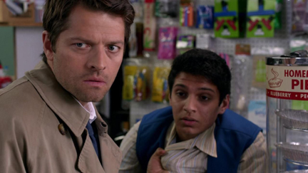 Cas gets physical with the clerk when he says they are out of pie.